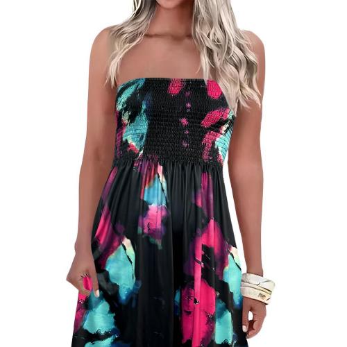 Polyester Slim Tube Top Dress & off shoulder printed mixed colors PC