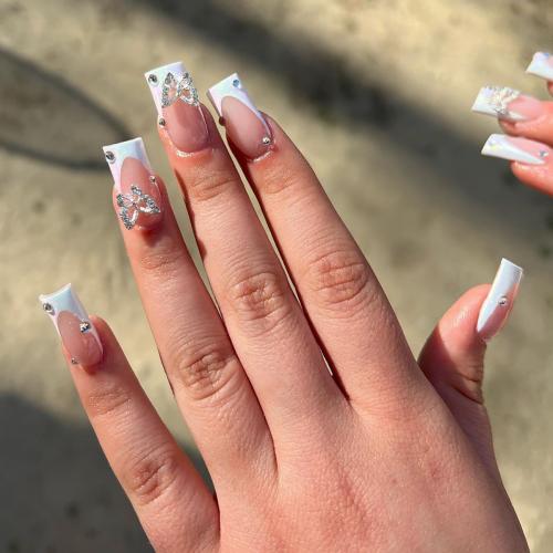 Plastique Faux ongles Rose Ensemble