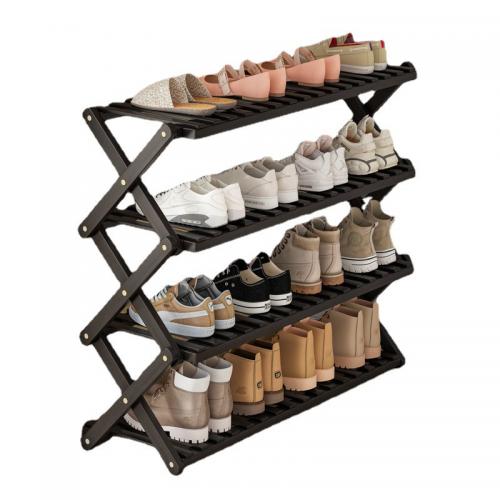 Moso Bamboo Organisateur de rack de chaussures Solide Noir pièce