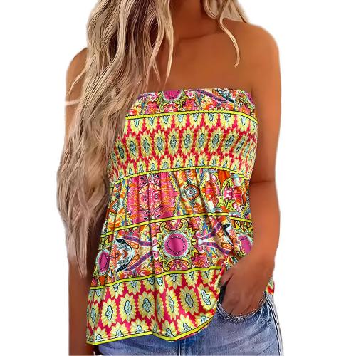 Polyester Slim Tube Top printed mixed colors PC