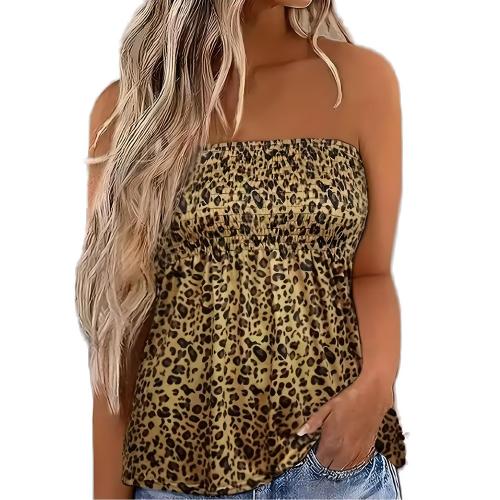 Polyester Tube Top, Gedruckt, Leopard, gemischte Farben,  Stück