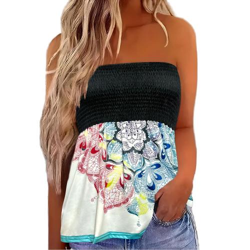 Polyester Slim Tube Top printed mixed colors PC