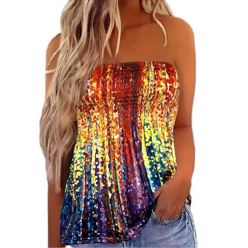 Polyester Slim Tube Top printed mixed colors PC