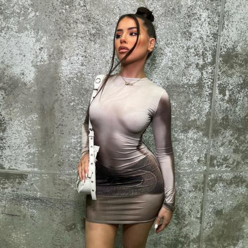 Milk Fiber Waist-controlled & High Waist Sexy Package Hip Dresses & skinny style gray PC