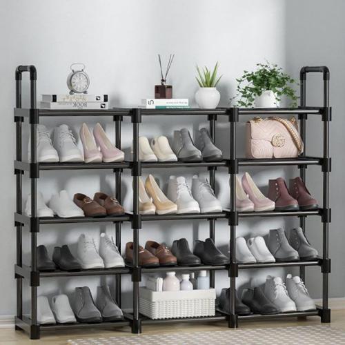 Stalen buis Schoenen Rack Organizer Zwarte stuk