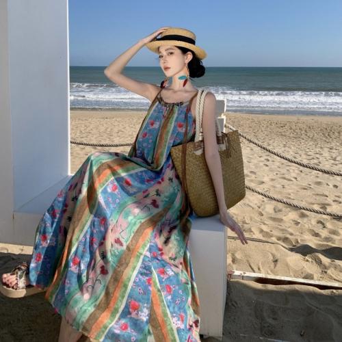 Polyester Slip Dress & loose printed floral multi-colored PC