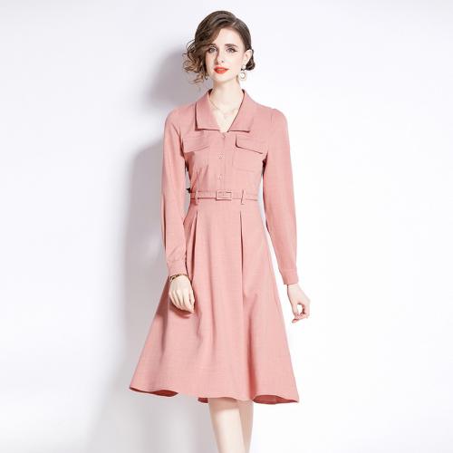 Polyester Waist-controlled One-piece Dress pink PC