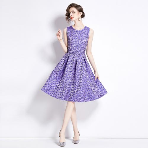 Polyester Waist-controlled One-piece Dress printed floral PC