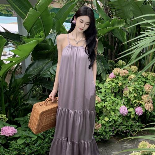 Polyester Slip Dress backless & loose PC