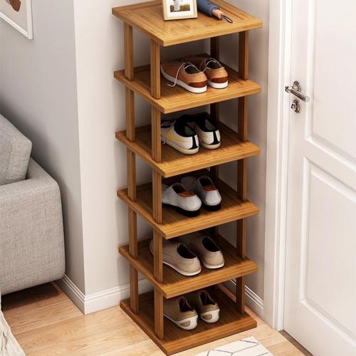 Moso Bamboo Organisateur de rack de chaussures Brun foncé pièce