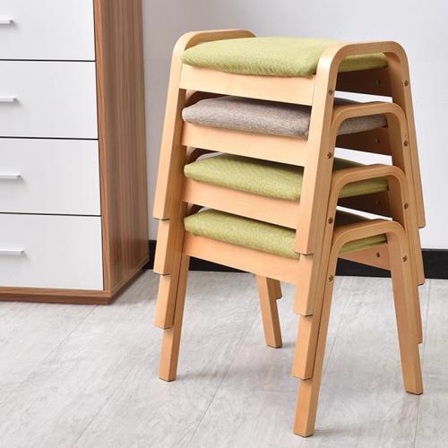 Wood Stool durable Sponge & Cotton Linen PC