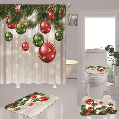 Polyester Shower Curtain christmas design & waterproof printed PC