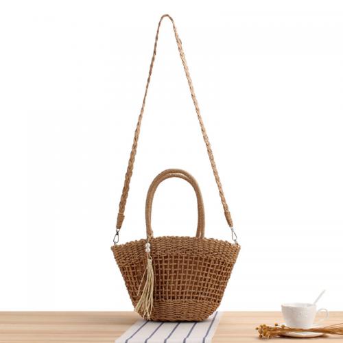 Paper Rope Easy Matching Woven Tote attached with hanging strap PC