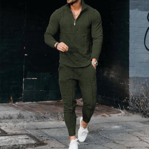 Polyester Men Casual Set & two piece & loose Pants & top Set