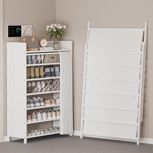 Medium Density Fiberboard & Moso Bambus Schuhe Rack Organizer,  Tuch, Weiß,  Stück