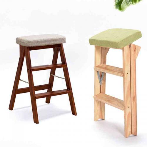 Pine Multifunction Foldable Stool durable wood pattern PC