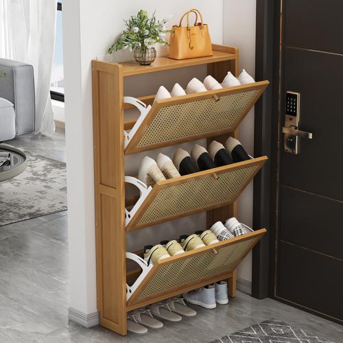 Medium Density Fiberboard & Moso Bamboo & Engineering Plastics Shoes Rack Organizer dustproof PC