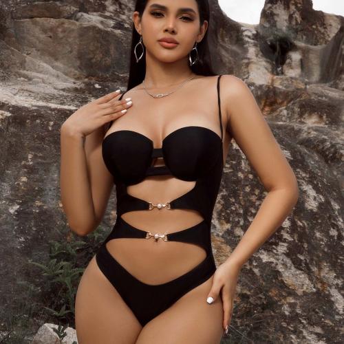 Polyester Monokini Monokini Solide Zwarte stuk