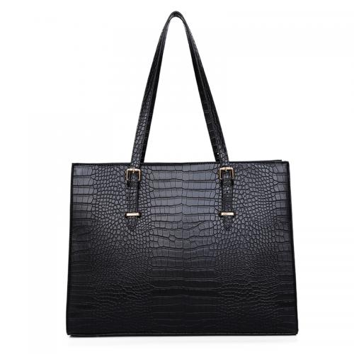 PU Cuir Sac à bandoulière grain de crocodile Noir pièce