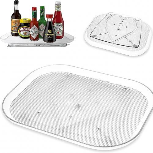 Plastic 360degree rotation Tray for Kitchen & with suction cups transparent PC