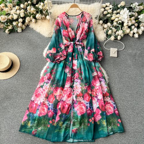 Polyester High Waist One-piece Dress deep V & breathable PC