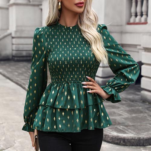 Polyester Vrouwen lange mouw Shirt Groene stuk