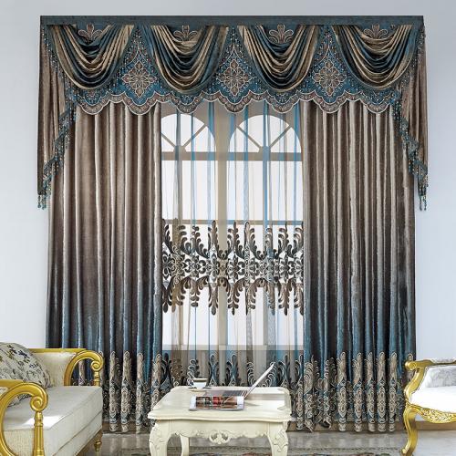 Flannelette shading Curtain floral blue PC