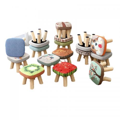 Sponge & Solid Wood & Cotton Linen Stool durable & hardwearing & detachable Solid PC