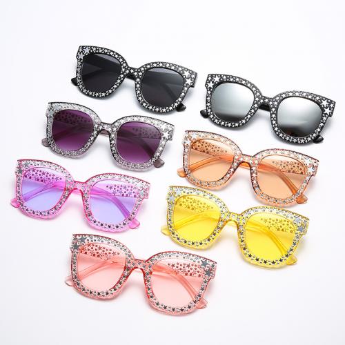 Polymethyl Methacrylate & PC-Polycarbonate Sun Glasses anti ultraviolet & sun protection & with rhinestone star pattern PC