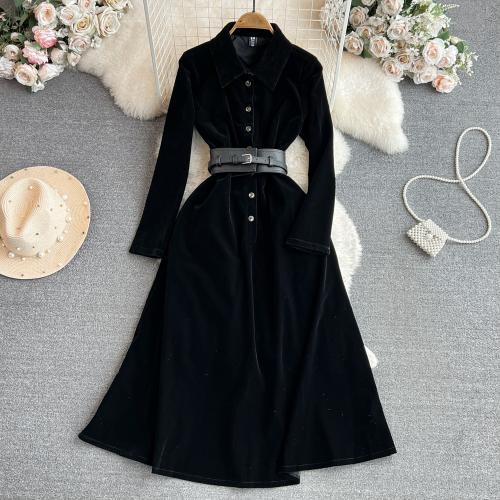 Polyester Einteiliges Kleid, Schwarz,  Stück