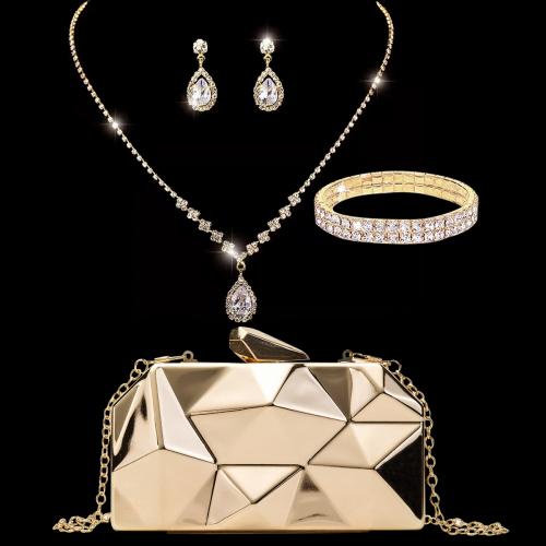 Gift Set, for women & four piece & with rhinestone, plated, more colors for choice, Sold By Set