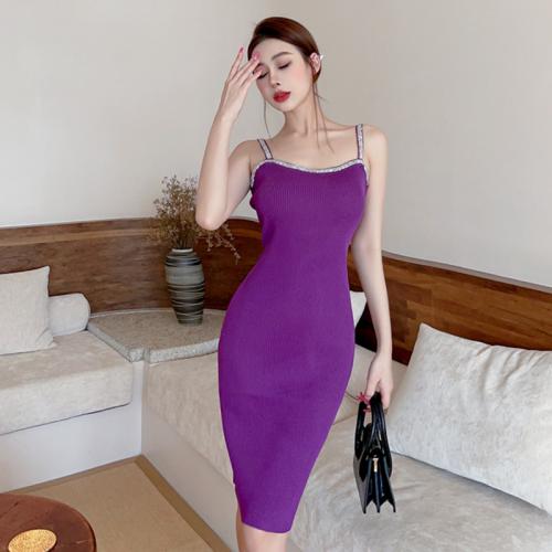 Polyester Slim & High Waist Slip Dress knitted : PC