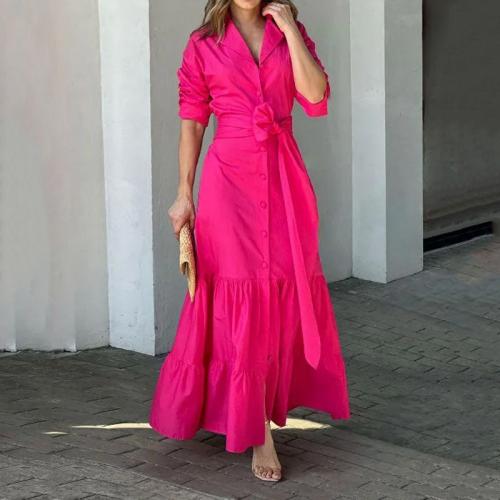 Poliéster Vestido de una pieza, Sólido, fucsia,  trozo