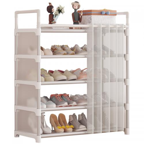 Polypropylène-PP Organisateur de rack de chaussures Solide Blanc pièce