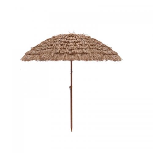 Polyester Fabrics & Aluminium Alloy & Iron & Straw Sunny Umbrella durable & anti ultraviolet & sun protection & waterproof Solid yellow PC