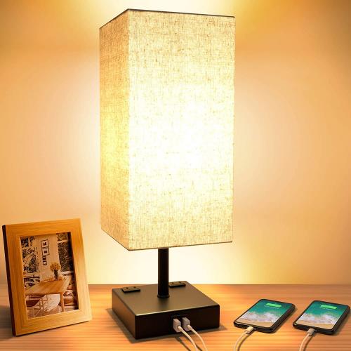 Linen & Metal adjustable light intensity & LED glow Berth Light with 2 USB interface PC