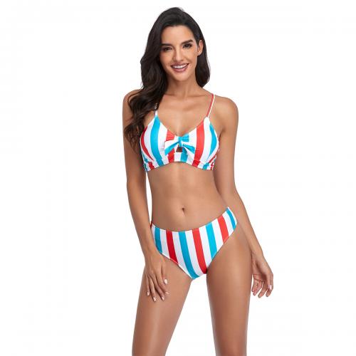 Polyamide & Spandex & Polyester Tankinis Set backless & two piece printed striped Set