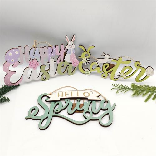 Yellow Poplar Easter Design Hanging Decoration letter PC