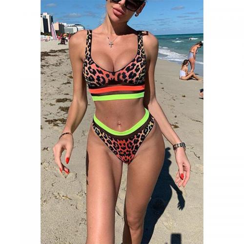 Spandex & Poliestere Bikiny Stampato Leopard vícebarevné Nastavit