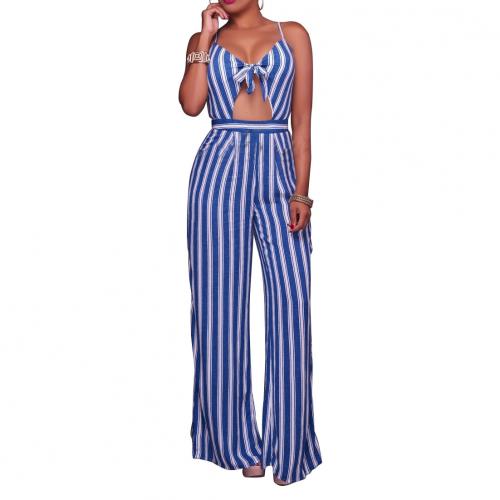 Polyester Long Jumpsuit, Gedruckt, Gestreift, mehr Farben zur Auswahl,  Stück