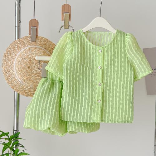 Poliéster Conjunto De Ropa De La Muchacha, Sólido, verde,  Conjunto