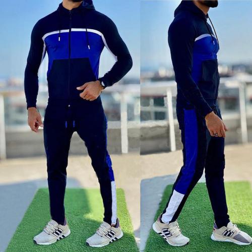 Polyester & Cotton Men Sportswear Set & two piece Pants & coat printed patchwork Set