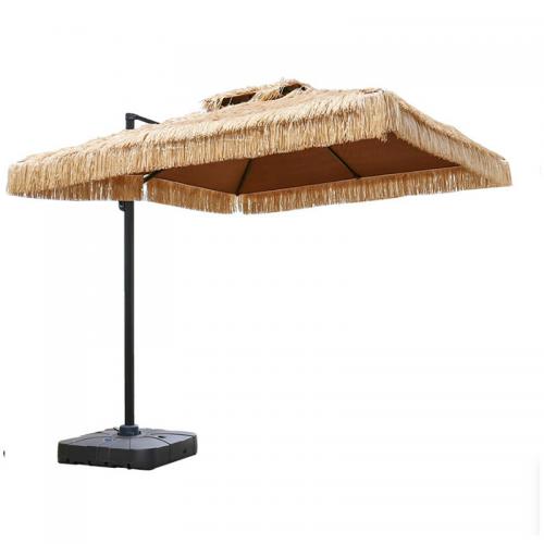 Polyester Fabrics & Aluminium Alloy & Straw Sunny Umbrella durable & anti ultraviolet & sun protection & waterproof Solid PC