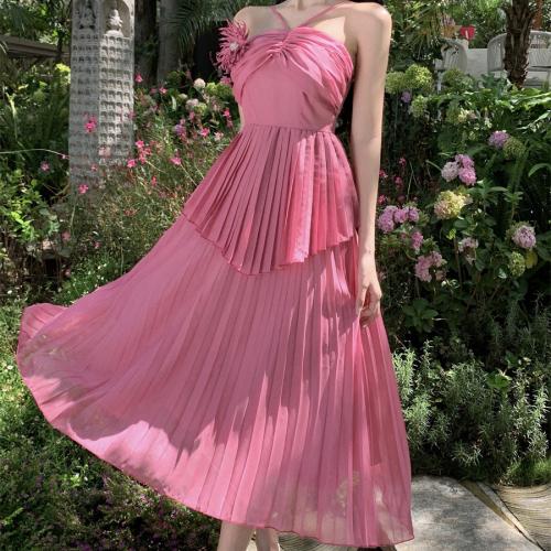 Polyester Slip Dress patchwork pink PC