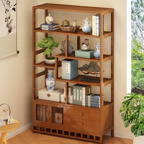 Medium Density Fiberboard & Moso Bamboo Multilayer Shelf Dark Brown PC