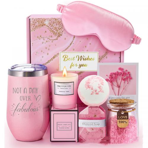 Papier Paquet cadeau Pierre de sel & Verre & Acier inoxydable Rose Ensemble