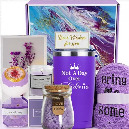 Papier Paquet cadeau Pierre de sel & Verre & Acier inoxydable Violet Ensemble