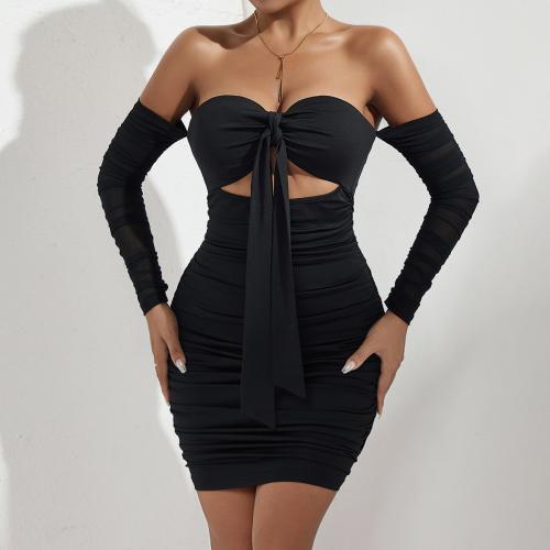 Polyester Slim One-piece Dress black PC