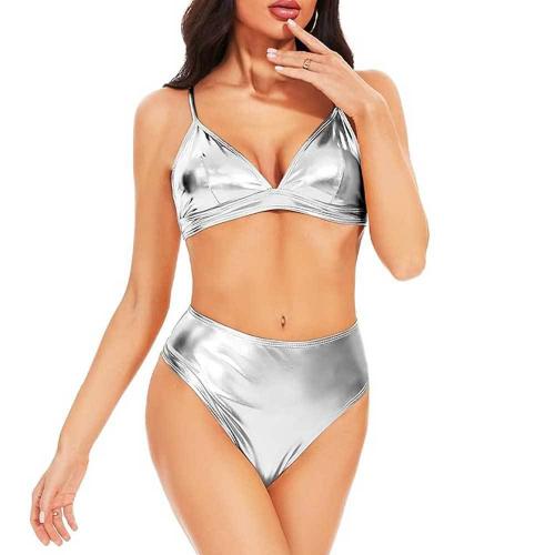 Polyester Bikini Zilveren Instellen