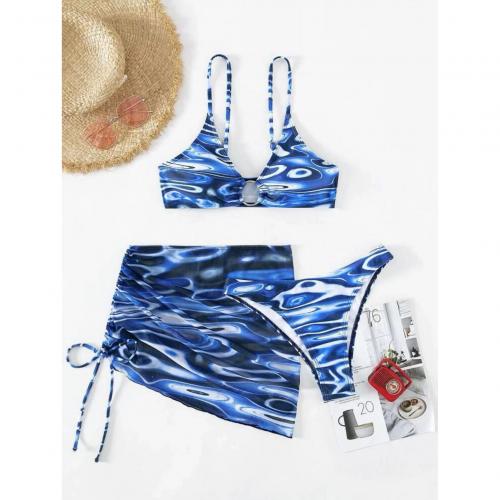 Spandex & Poliestere Bikiny Stampato Blu Nastavit